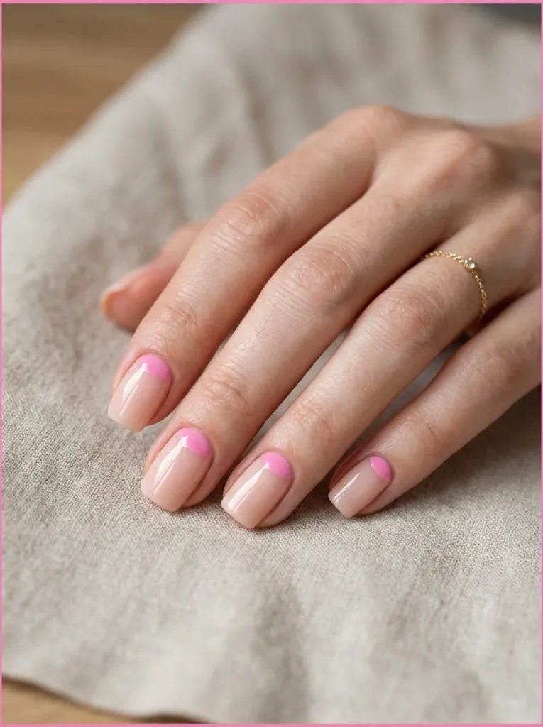 Reverse Pink French Tips Nails