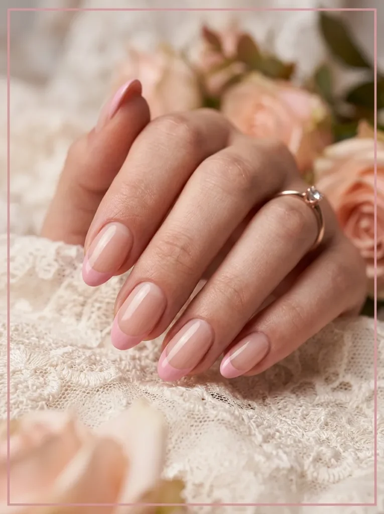 Romantic Rose Pink French Tips Nails
