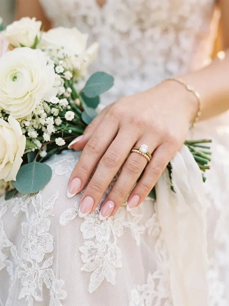 Heart French Tip Wedding Nails