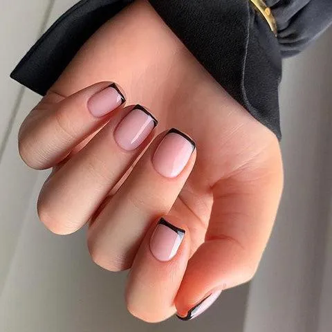 Short Square French Tip Nails for October