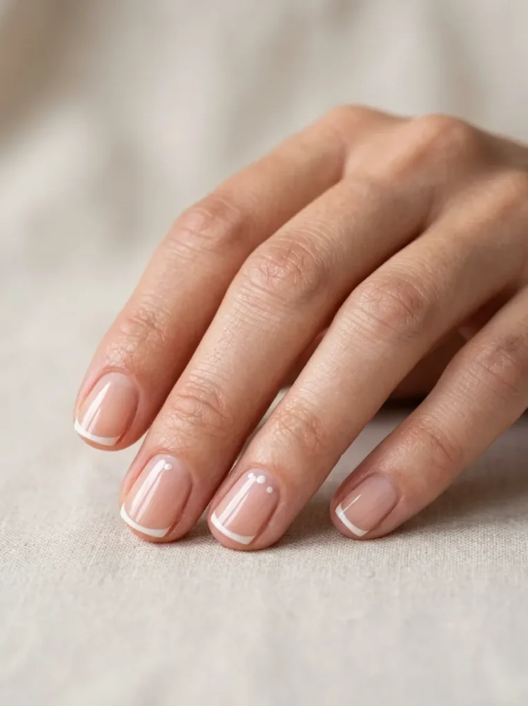 Short French Tips With Tiny Dots