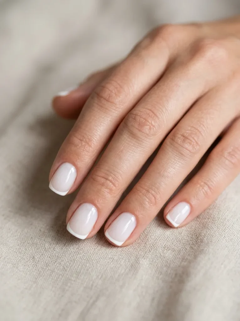 Short French Tips With a Milky Base
