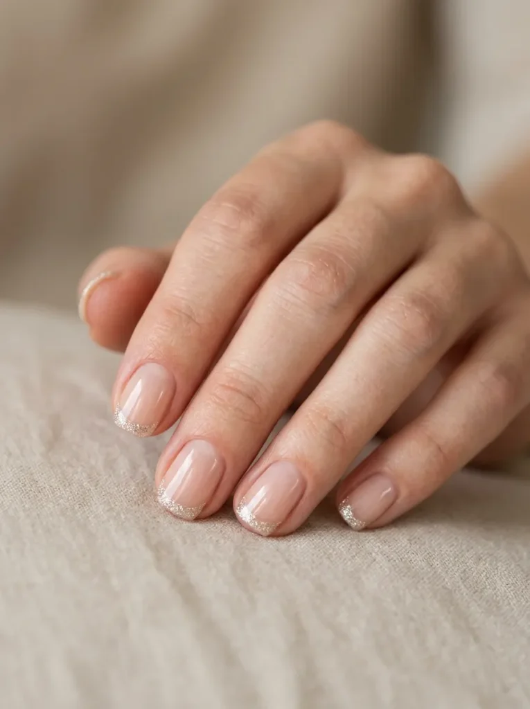 Short Glitter French Tips