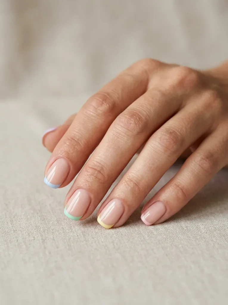Short Pastel French Tips