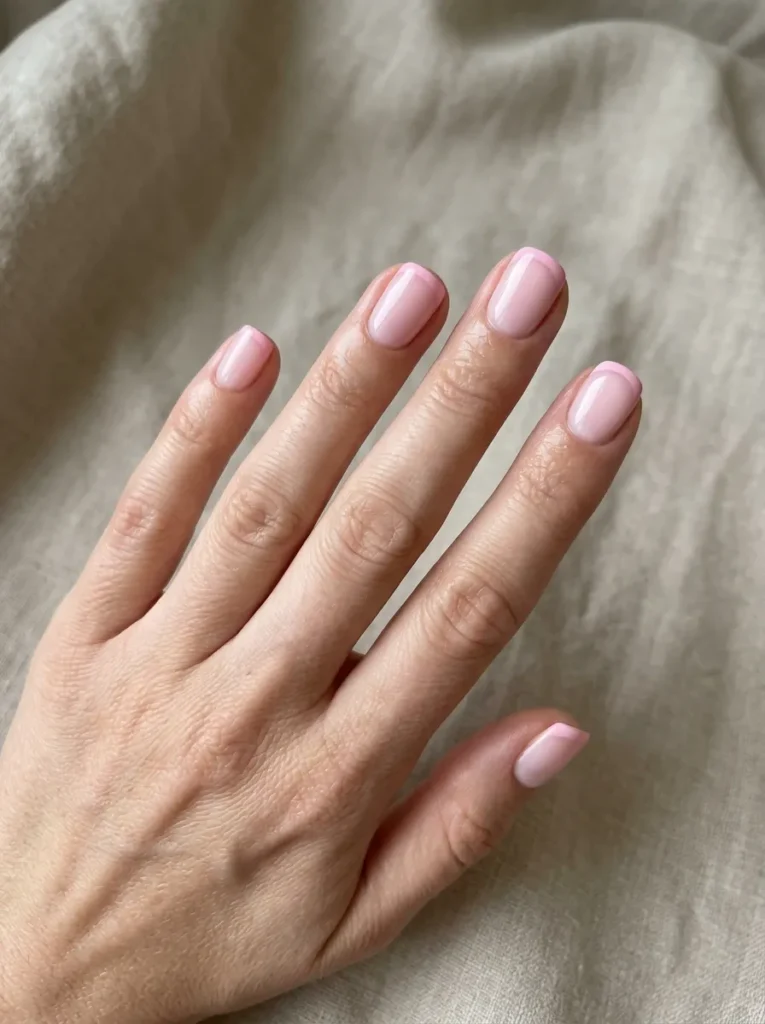 Short Pink French Tip Nails