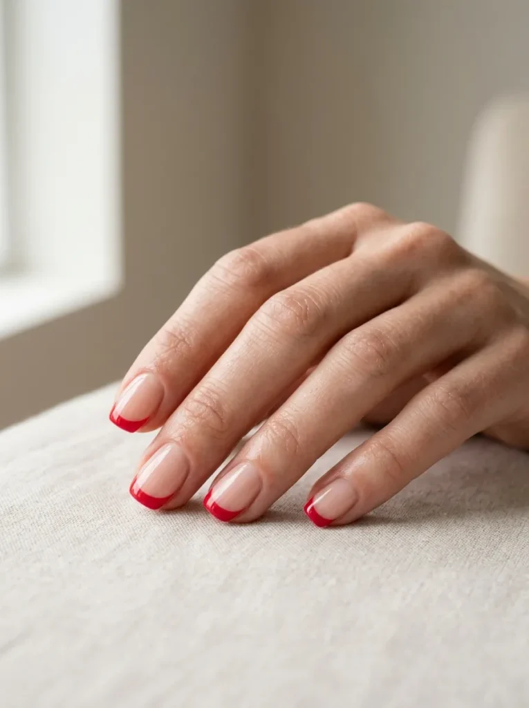 Short Red French Tips