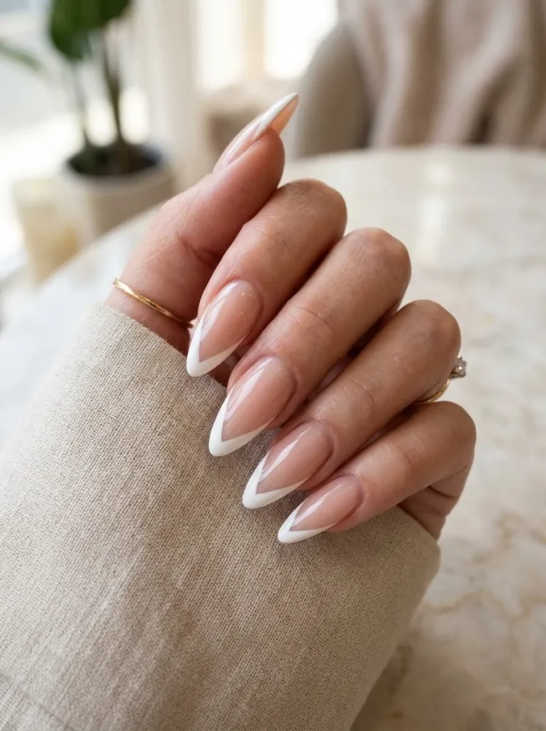 V-Shaped French Tip Nails