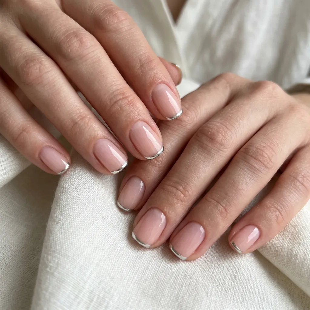 Micro Chrome French Tip Nails